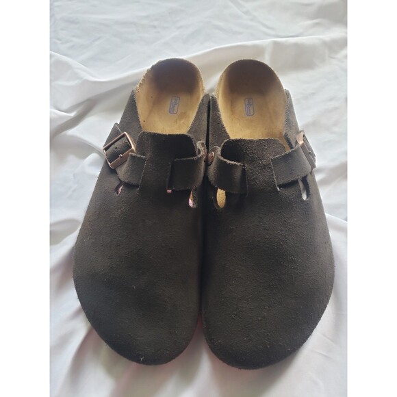 Birkenstock Boston Soft Footbed Brown Suede Clog Size 45 US Size 12 - Picture 1 of 12